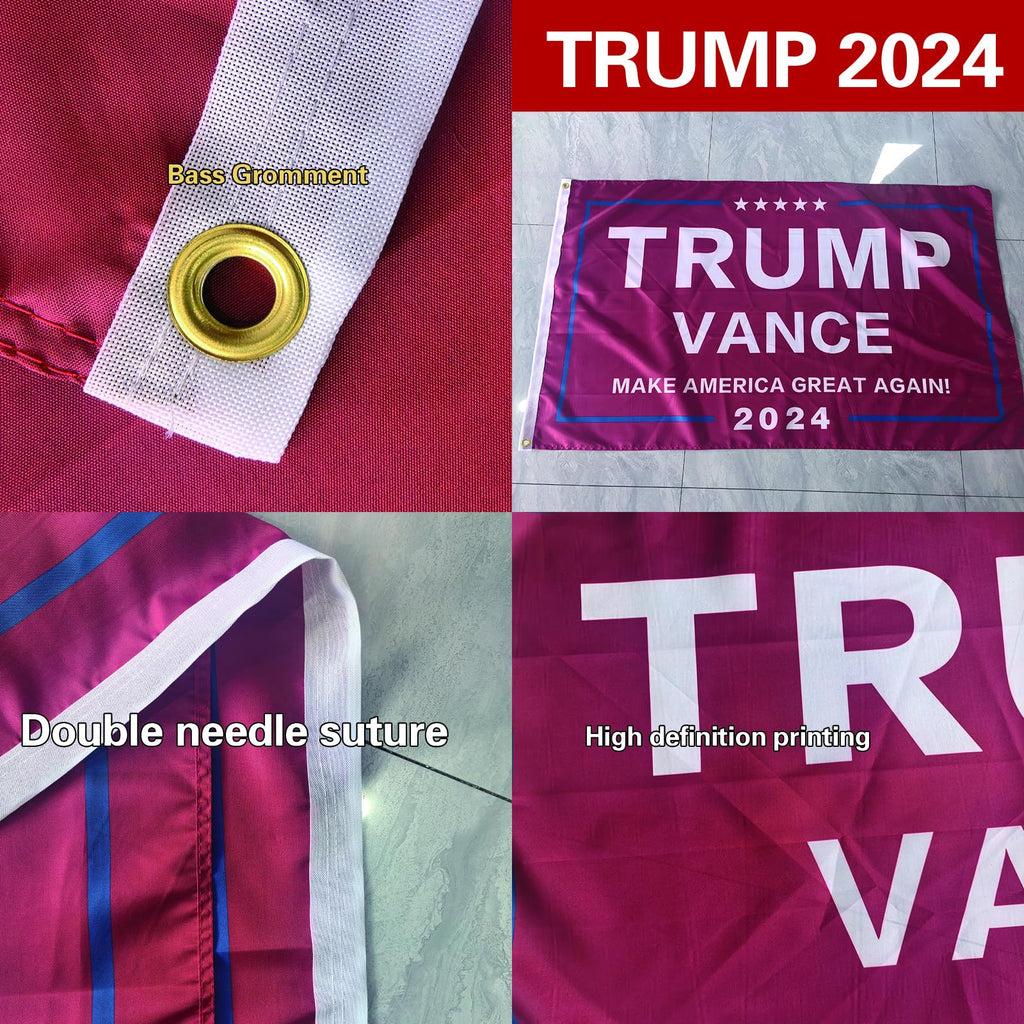 Trump Vance 2024 Flag 3x5 Ft Trump Vance Flag Make America Great Again Flag Patriotic Outdoor Decor with Brass Grommets (red)