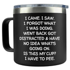 KLUBI Christmas Gifts for Women I Came I Saw I Forgot Tumbler 14oz Black Birthday Gifts for Men Grandpa Gifts for Him Drinking Cups for Elderly Senior Citizen Tumbler I Came I Saw I Forgot Coffee Mug