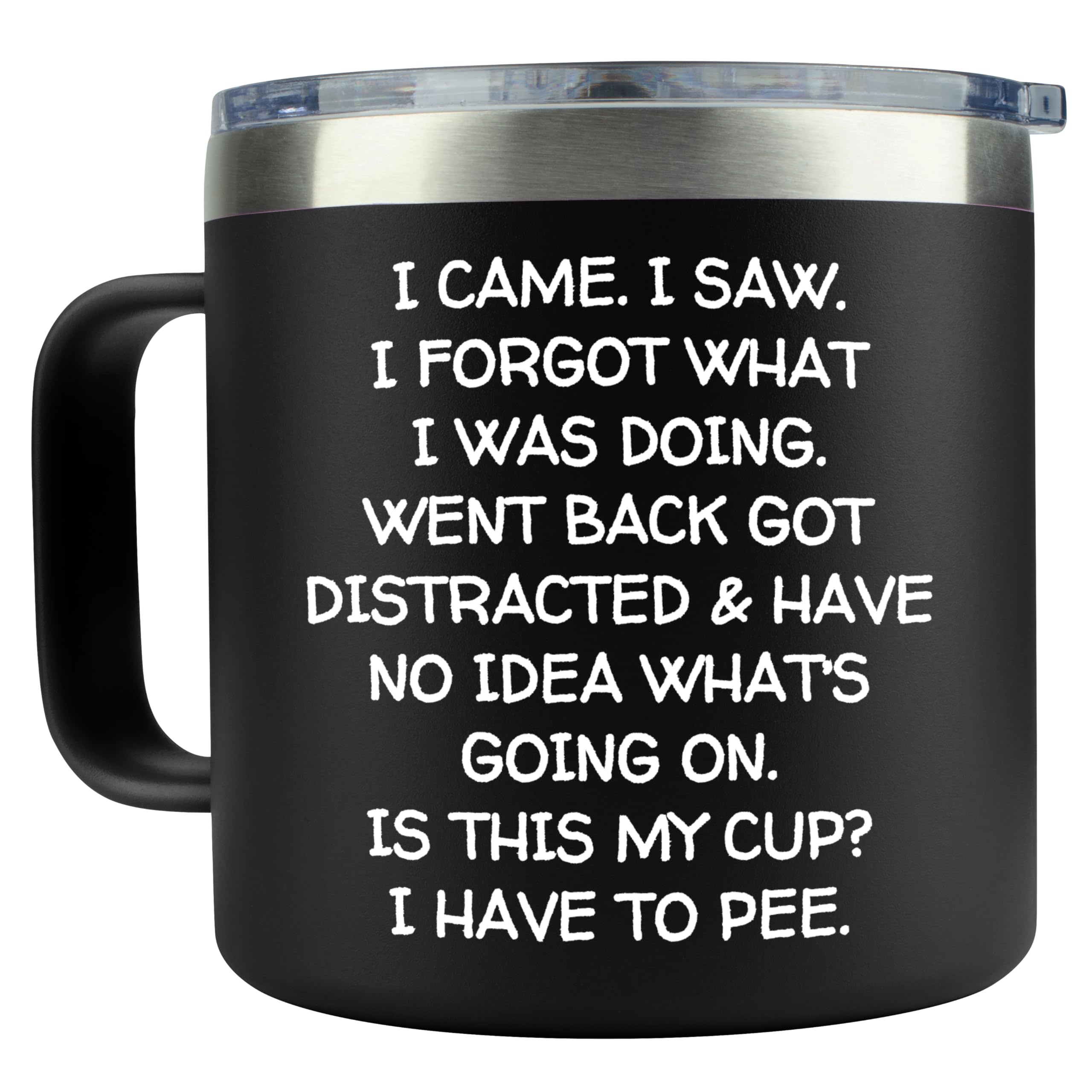 KLUBI Christmas Gifts for Women I Came I Saw I Forgot Tumbler 14oz Black Birthday Gifts for Men Grandpa Gifts for Him Drinking Cups for Elderly Senior Citizen Tumbler I Came I Saw I Forgot Coffee Mug