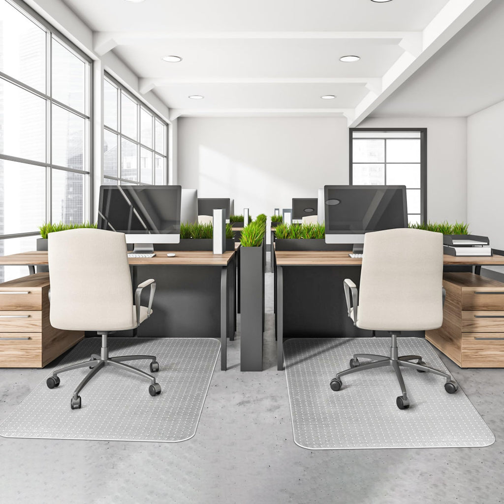 Office Chair Mat for Carpets, Clear Desk Floor Mat for Low, Flat and No Pile Carpeted Floors, Thick and Sturdy Carpet Protector for Desk Chair (48"x36" with Lip)
