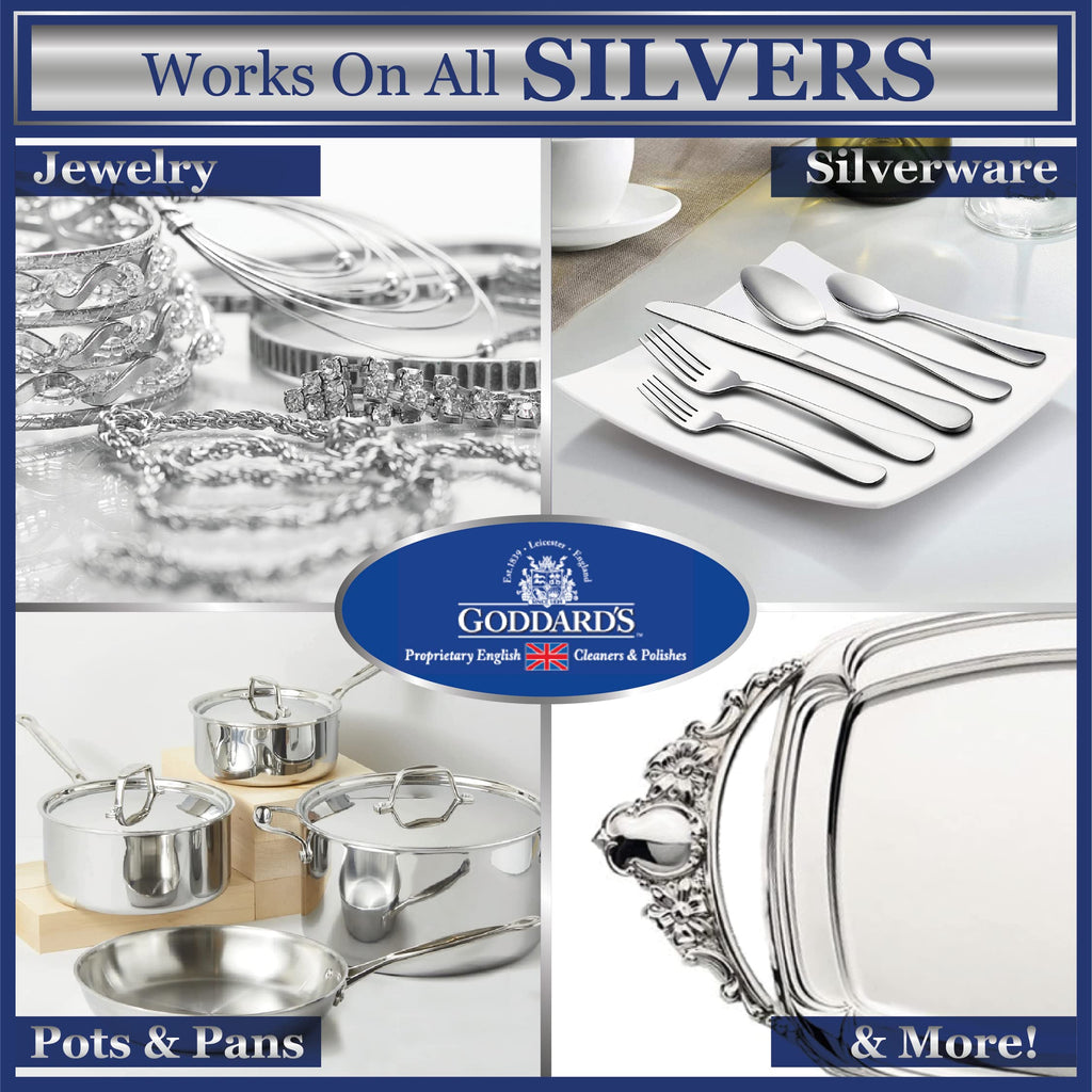 Goddard’s Silver Polish Foam – Silver Jewelry Cleaner for Antiques, Accessories, Ornaments & More – Silver Cleaner for Silverware Protection – Tarnish Remover for Jewelry w/Sponge Applicator (18 oz)