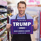 Donald Trump 2024 yard sign Save America Again sign with Metal Stake,18"x14"Double Sided Fade Resistant, USA style sign