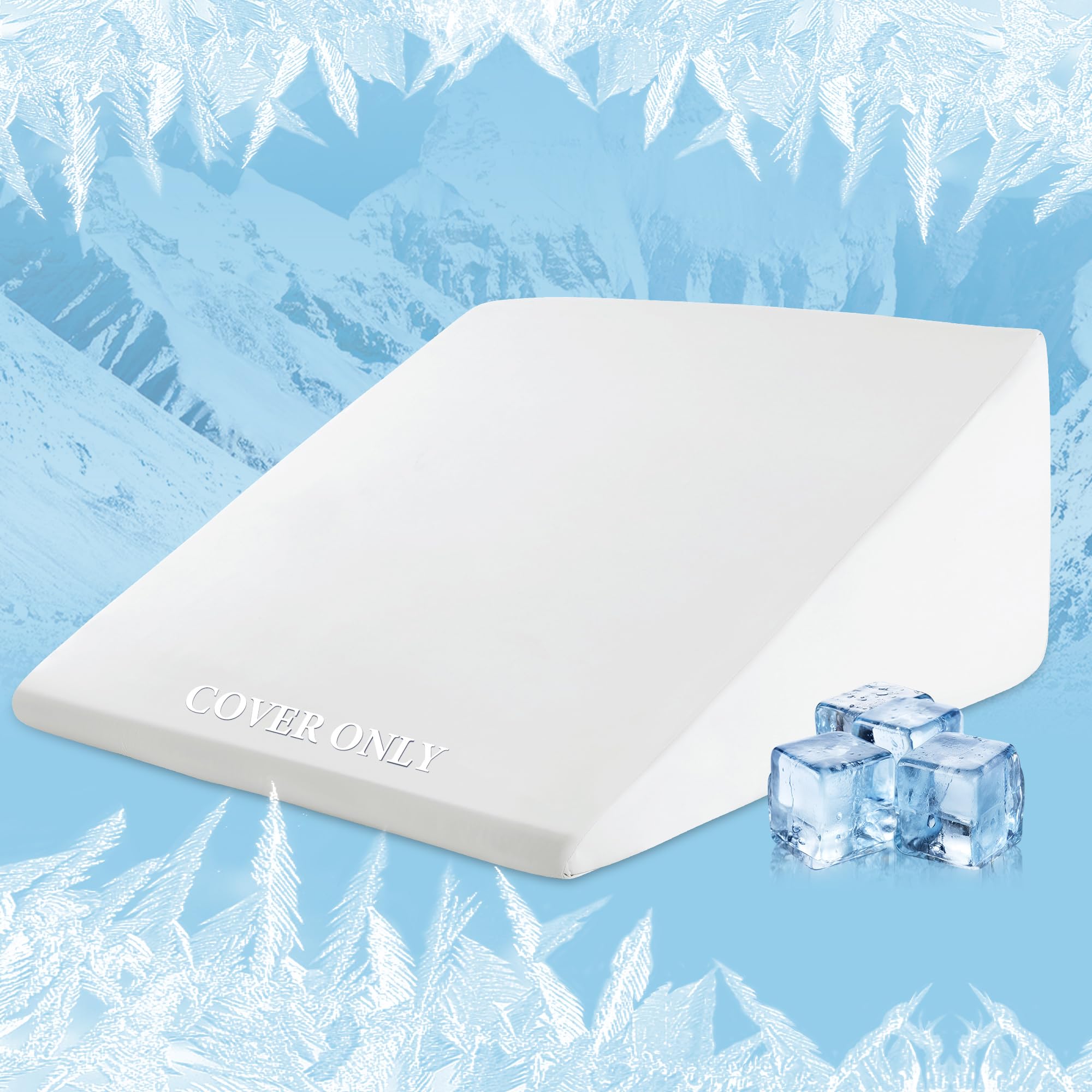 HOMBYS Cooling Bed Wedge Pillow Cover Q-max 0.4 Cool Pillowcases Super Soft & Skin-Friendly with Zipper Design, Removable & Machine Washable Pillowcase, (White, 25"x25"x8")