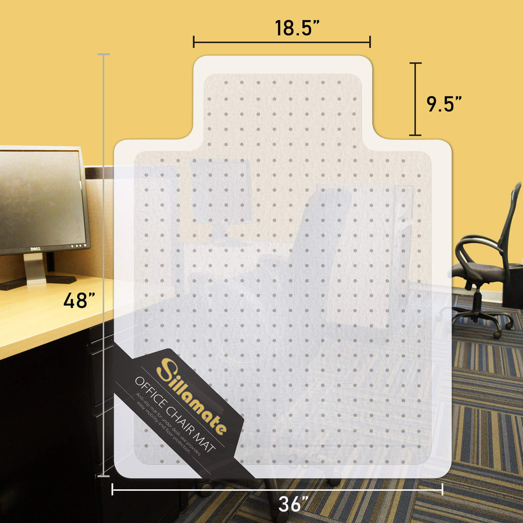 Sillamate 36'' x 48'' Office Chair Mat for Carpeted Floors, Flat Packed, Easy Lay Flat, Heavy Duty Floor Mat,Eco-Friendly Series Studded Carpet Desk Chair Mats (36X48X2PCS)