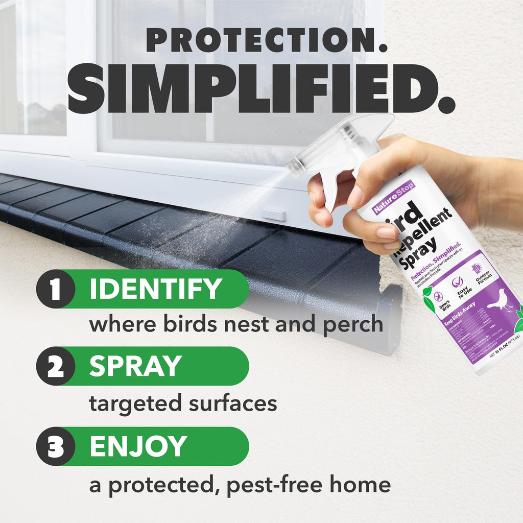 NatureStop Bird Repellent Spray – Helps Deter Birds from Outdoor Surfaces & Garden Areas, 16 oz (475mL)