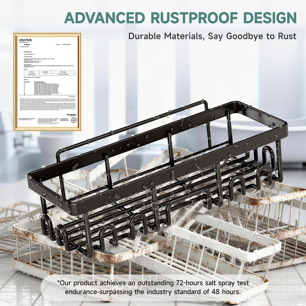 Shower Caddy 6-Pack, Advanced Rustproof Design, No Drilling Adhesive Shelves, Rack with Soap Holder, Large Capacity Bathroom Organizers and Storage, Wall-Mounted Kitchen & Home Decor