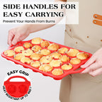 AOTASO Regular 12 Cup and Mini 24 Cup Nonstick Cupcake Pan Set Silicone Muffin Pan for Baking Silicone Cupcake Mold with Metal Reinforced Frame BPA Free (2 Pcs, Red)