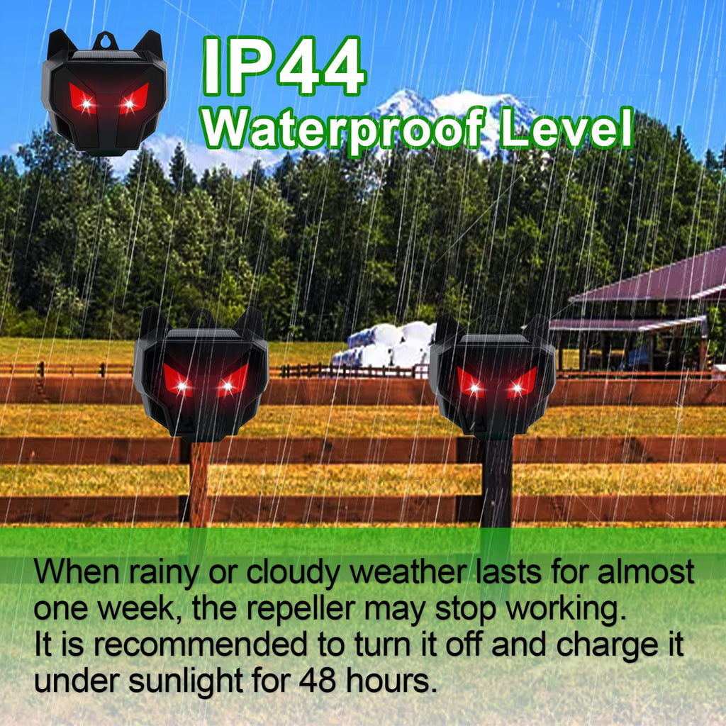 Defendy Coyote Deterrent,Solar Nocturnal Animal Repeller Predator Light Scare, Effective Repellent Device for Coyote, Deer, Fox, Raccoon, Skunk, for Chicken Coop, Farm, Yard, Garden (2 Packs)