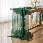 Keketo 6pcs Christmas Emerald Green Cheesecloth Table Runner Gauze 120 Inch 10 FT Rustic Boho Cheese Cloth Runner for Wedding Baby Shower Bridal Shower Birthday Party Long Sheer Home Decorations