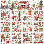 BBTO 12 Sheets Christmas Rub on Transfers for Crafts and Furniture Christmas Rub on Transfer Stickers Winter Rub on Decals for Wood DIY Paper Home Decor, 5.5 x 5.7 Inch(Rustic)