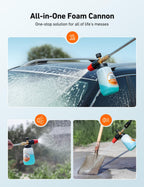 AstroAI Foam Cannon, Heavy Duty Car Foam Blaster Wide Neck Adjustable Snow Foam Lance and Thick Foam for Pressure Washer with 1/4" Quick Connector,1L Bottle & 5 Nozzles