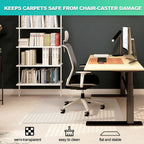 Thickened Chair Mat for Carpet - 48”X 36” Heavy Duty Office Chair Mat for Low-Pile Carpeted Floor. Easy Rolling Carpet Protector for Office Computer Desk Chair, Clear