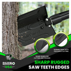 RHINO USA Folding Survival Shovel w/Pick - Heavy Duty Carbon Steel Military Style Entrenching Tool for Off Road, Camping, Gardening, Beach, Digging Dirt, Sand, Mud & Snow.