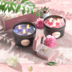 Inspireyes Scented Candle Set with Crystal, 19 oz 3 Wick Candle, Manifestation Candle with Large Energy Stones, Large Tin of Soy Aromatherapy Meditation Candles, Spiritual Gifts for Women