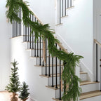 Hananona 4 Pcs Artificial Norfolk Pine Garlands, Real Touch Winter Pine Garland, Green Artificial Greenery Garland for Table, Mantle, Wall, Indoor, Outdoor Christmas Decorations (4, 6 FT)