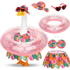 GANSHAYA Hawaiian Porch Goose Outfits Summer Bikini Goose Clothes Costume Fits 23" Goose Statue with Hat Sunglasses & Swimming Ring