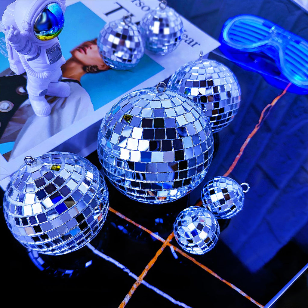54 Pcs Mini Silver Disco Balls - Hanging Mirror Ornaments for Party, Wedding, Christmas Supplies