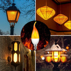 OHLGT E12 Flame Bulbs 12 Pack, 3 Mode LED Candelabra Flame Light Bulb 2.0 Watt Warm White Chandelier Flame Bulbs,1800k Candle Light Bulbs, Flame Tip for Christmas Party Decorations