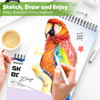 Soucolor 9" x 12" Sketch Book, Christmas Gifts for Women, Birthday Gifts for Women, Thank You Gifts, Stocking Stuffers Gift Set, 2 Packs 100-Sheets Each (68lb/100gsm) Drawing Pad for Women and Girls
