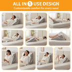 Ruqmuis 4PCS Wedge Pillow Set for After Surgery, Wedge Pillow Headboard, Adjustable 9&12 Inch Sleeping Wedge, Acid Reflux, Orthopedic Pillow Wedge for Back Pain Relief, Gerd, White/Grey