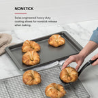 KitchenAid Premium Aluminized Steel Baking Sheet, Nonstick, 10x15 Inch, Contour Silver (Pack of 6)