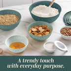 COOK WITH COLOR Mixing Bowls with Lids - 12 Piece Plastic Nesting Bowls Set includes 6 Prep Bowls and 6 Lids, Diamond Design - Microwave Safe (Mint)