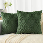 decorUhome Christmas Decorative Throw Pillow Covers 18x18, Soft Plush Faux Wool Couch Pillow Covers for Home, Set of 2, Forest Elf