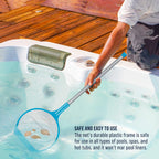U.S. Pool Supply Spa, Hot Tub, Pool Leaf Skimmer Net, 17" & 48" Long Aluminum Poles - Deep Ultra Fine Mesh Netting, Handheld Pool Cleaning Net, Clean Finest Debris, Leaves, Ponds, Small Above Ground