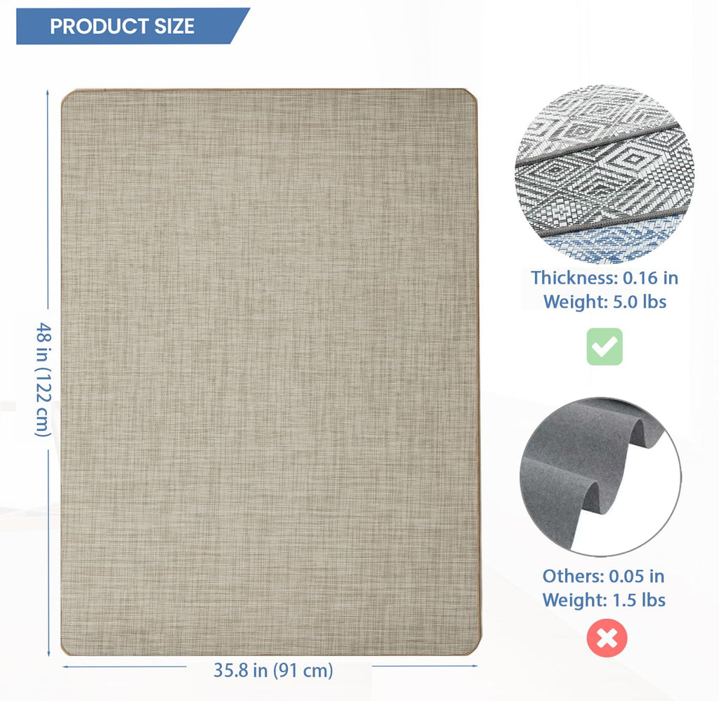 RccugmatS Chair Mat for Hardwood Floor, 36" x 48" Heavy Duty Office Chair Mat for Rolling Chairs, Anti Slip, Non-Curve, Floor Protector for Home Office, Beige