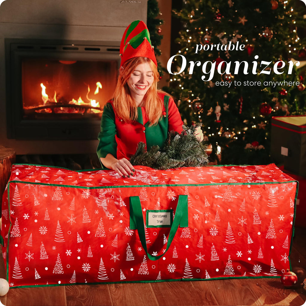 Handy Laundry Christmas Tree Storage Bag - Stores 9 Foot Artificial Xmas Holiday Tree, Durable Waterproof Material, Zippered Bag, Carry Handles. Protects Against Dust, Insects and Moisture.