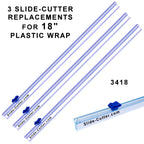 3418, Slide Cutter, Replacements, for 18” Foodservice Plastic Wrap Film - 3 Pack