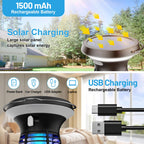 Jinyeda Bug Zapper Outdoor & Indoor, Solar Mosquito Zapper Waterproof, 3500 V Electric Fly Zapper Rechargeable, Cordless Mosquito Killer for Camping, Home, Patio, Kitchen
