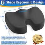 TushGuard Seat Cushion for Office Chair Memory Foam Non-Slip Cushion Back, Coccyx, Sciatica, Tailbone Pain Relief Butt Pillow for Office Chair, Car, Wheelchair, Grey, X-Large