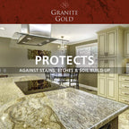 Granite Gold Water-Based Sealer Spray Protection for Granite, Marble, Travertine, Natural Stone Countertops, 64 Fluid Ounces and 24 Fluid Ounces
