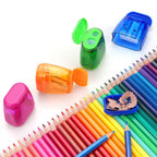 4 Pack Double Holes Pencil Sharpener Manual Sharpeners with Lid for Kids, School, Office, Home(Blue, Green, Orange, Rose)