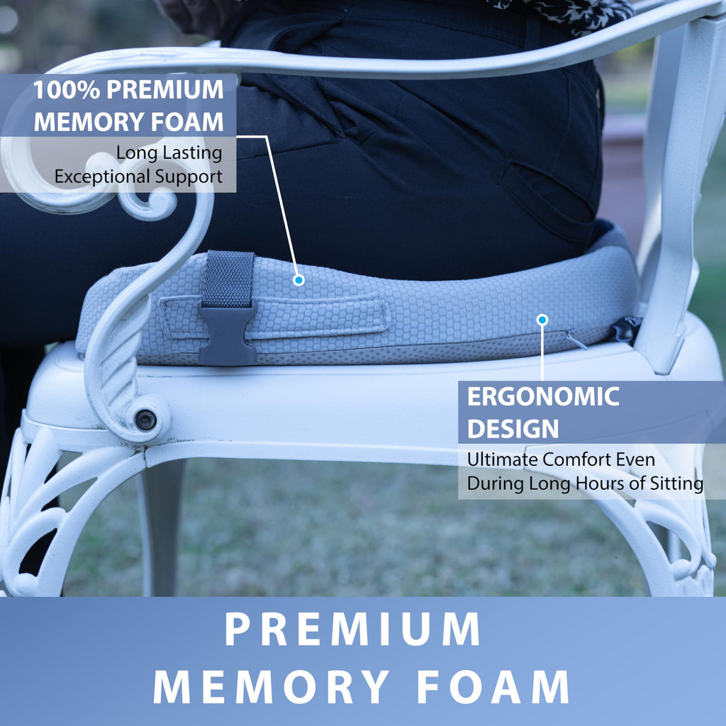 EliteCozy Foldable Non-Slip Orthopedic Hemorrhoid Pain Relief Memory Foam Seat Cushion with Extra Cover -Tailbone, Sciatica, Hip, Back Support Long Sitting Office Chair, Car Seats, Home, Yoga & Travel