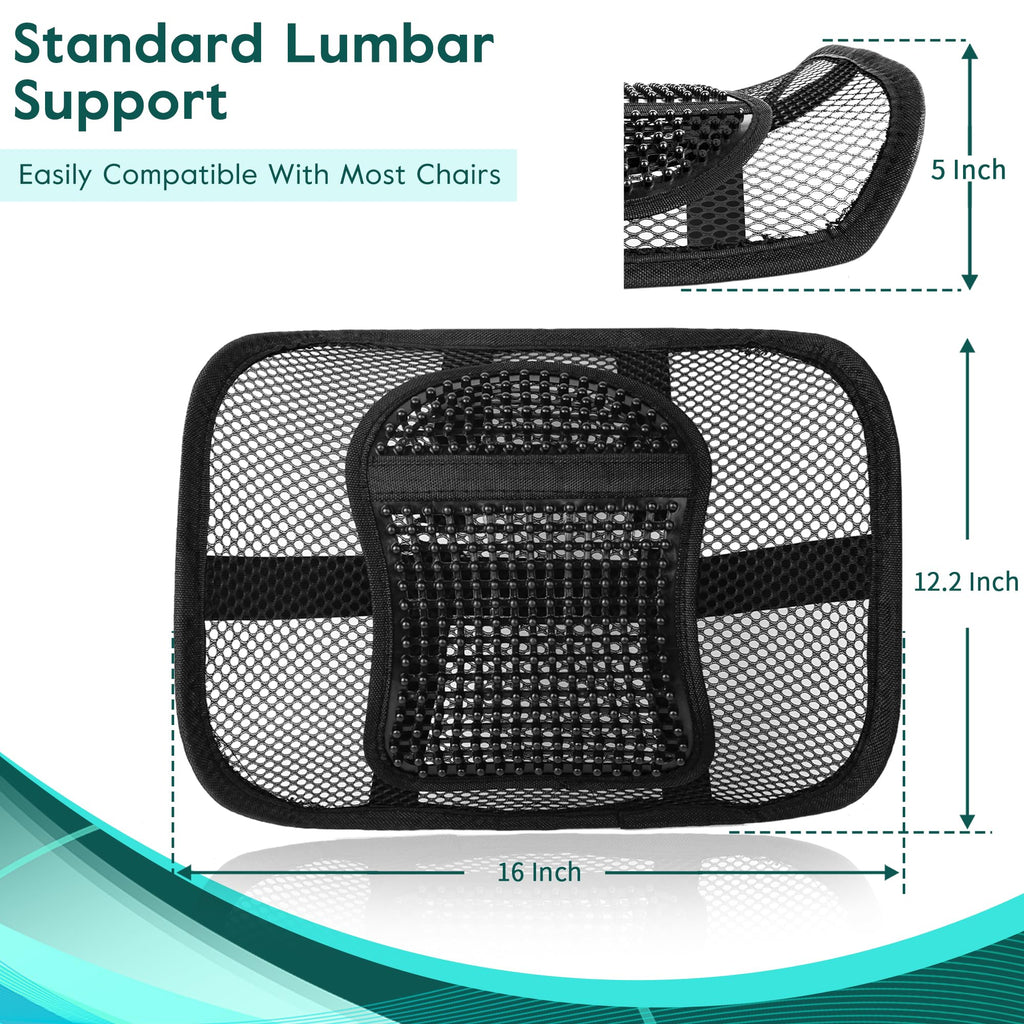 Samyoung 2 Pack Mesh Back Lumbar Support, Back Support Seat Cushion with Breathable Mesh for Office Chairs Car 12” x 16”