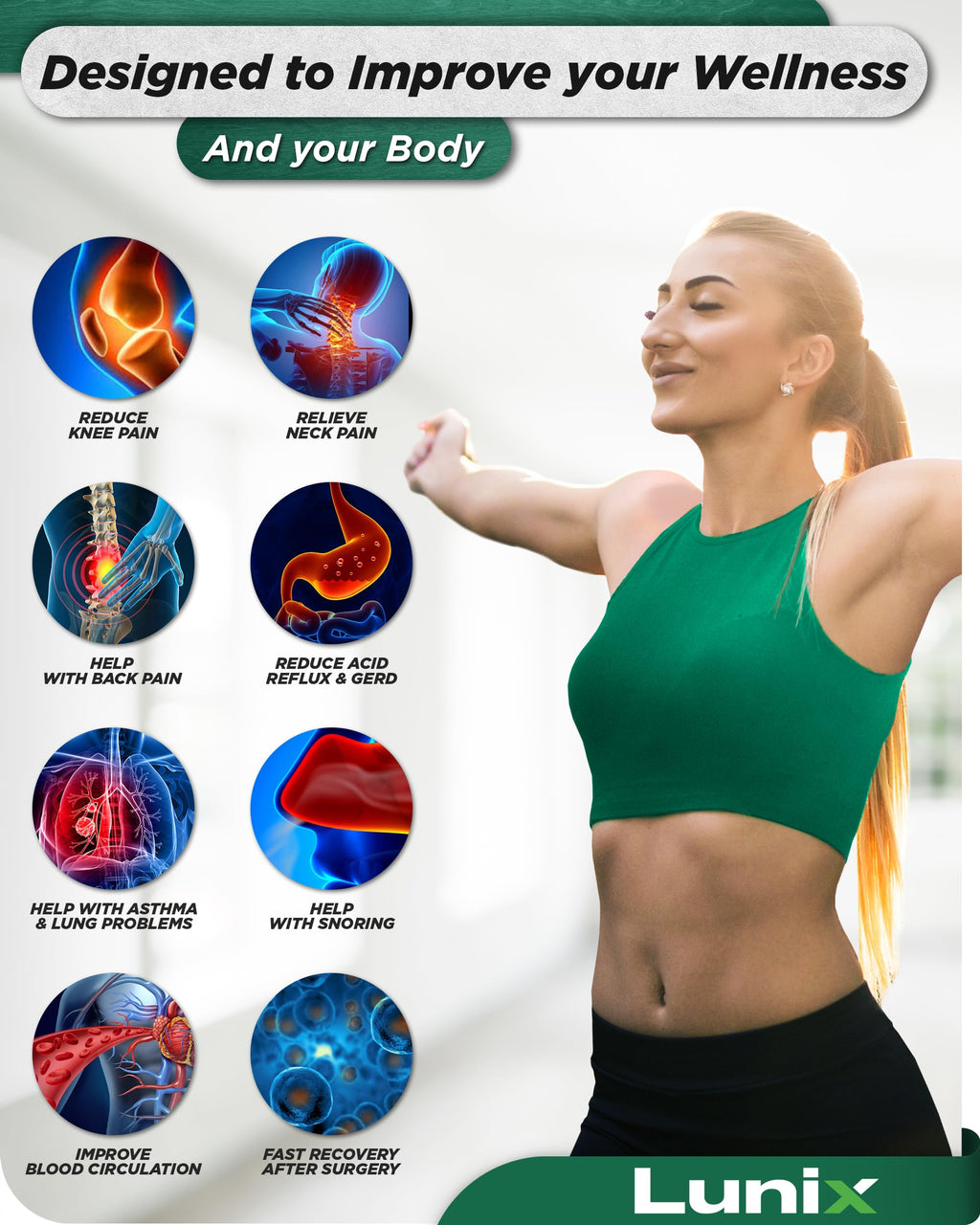 Lunix 5pcs Orthopedic Bed Wedge Pillow Set, Post Surgery Memory Foam for Back, Leg, and Knee Pain Relief, Adjustable Sitting Pillow for Sleeping, Acid Reflux, and GERD, with Hot Cold Pack, Gray