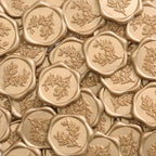 UNIQOOO Wax Seal Stickers - Eucalyptus Wedding Invitation Envelope Seal Stickers, 100 Pcs Self- Adhesive Prosecco Metallic Lignt Gold Stickers, Perfect for Invitation, Christmas, Gift Wrapping