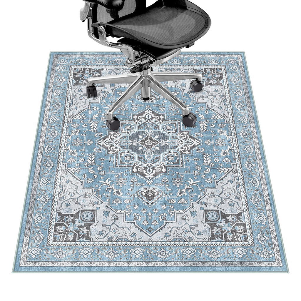 Office Chair Mat for Hardwood Floor & Tile Floor,36"X 48" Heavy Duty Desk Chair Mat for Hard Floors, Under Desk Rug for Rolling Computer Chair,Anti Slip,Low Pile Carpet Floor Protector-Blue