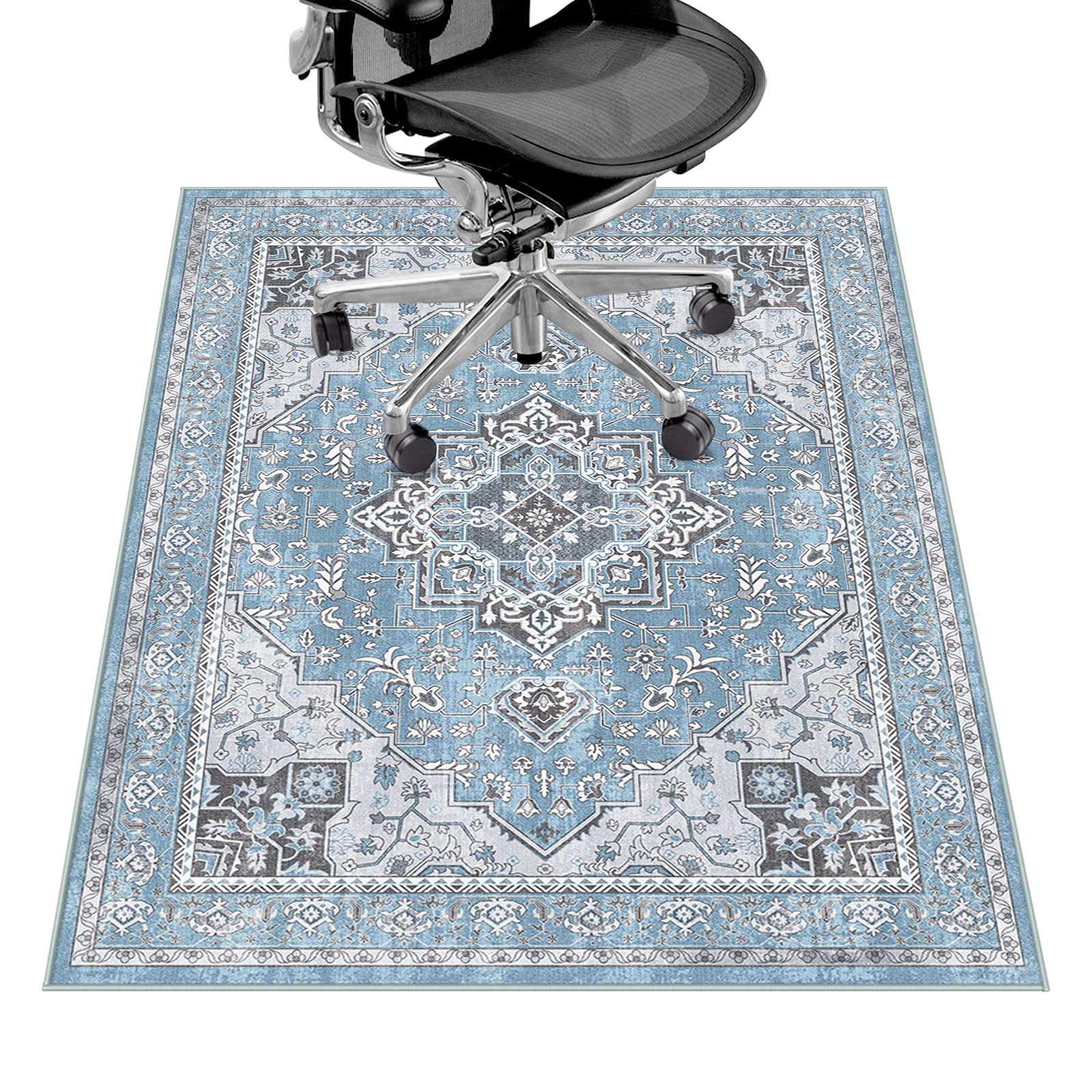 Office Chair Mat for Hardwood Floor & Tile Floor,36"X 48" Heavy Duty Desk Chair Mat for Hard Floors, Under Desk Rug for Rolling Computer Chair,Anti Slip,Low Pile Carpet Floor Protector-Blue