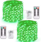JMEXSUSS 2 Pack Green Fairy Lights Battery Operated, Total 200 LED 66ft Halloween String Lights with Remote, 8 Modes Green Christmas Lights for Bedroom St Patricks Day Halloween Decorations