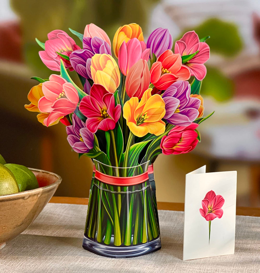 Freshcut Paper Pop Up Cards, Paper Flower Bouquet 3D Popup Greeting Cards with Note Card & Envelope, Birthday Card, Anniversary Card, Get Well Gifts for Women, 12" Everyday Appreciation 3pk