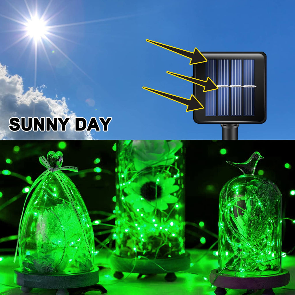 TW SHINE Green Solar String Lights Outdoor, Total 80 FT 240 LED Solar Powered Waterproof Fairy Lights 8 Modes Copper Wire Christmas St. Patrick's Day Party Tree Wedding Yard Decorations, 2 Pack