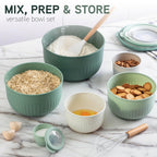 COOK WITH COLOR Prep Bowls with Lids- Wide and Deep Nesting Plastic Small Mixing Bowl Set with Lids, 12 Piece Set - Deep Bowls, Sage