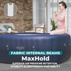 Bestway SaluSpa Hawaii 4 to 6 Person Inflatable Hot Tub, Square Energy-Efficient Portable Outdoor Spa with 140 AirJets, 71" x 28"