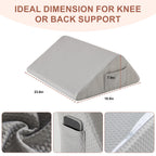 Bedluxe Knee Wedge Pillow, Memory Foam Leg Pillow Knee Pillow for Back Sleeping, Wedge Pillow for Legs Post Surgery, Triangle Pillow for Knee Support, Leg Elevation, Knee Hip Back Pain Relief, Grey