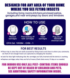 Flying Insect Trap for Indoor Use (2 Staters & 6 Refill Cartridges), UV Light Bug Catcher for Fruit Flies, Gnats & Small Flying Pests, Silent, No-Zap, Mess-Free