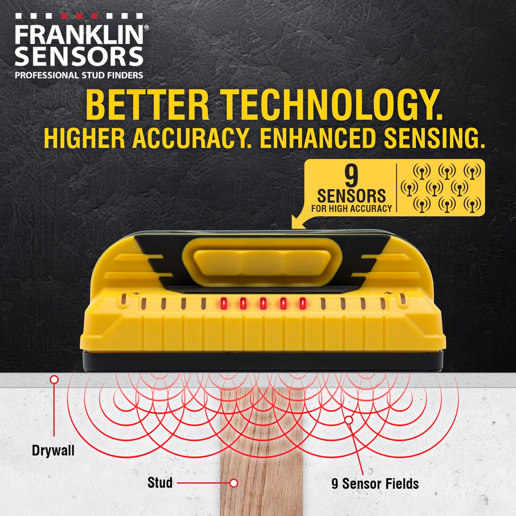 Franklin Sensors ProSensor M150/X990 Stud Finder with Live Wire Detection and 9-Sensors, Wood & Metal Stud Detector/Wall Scanner, Made in The USA