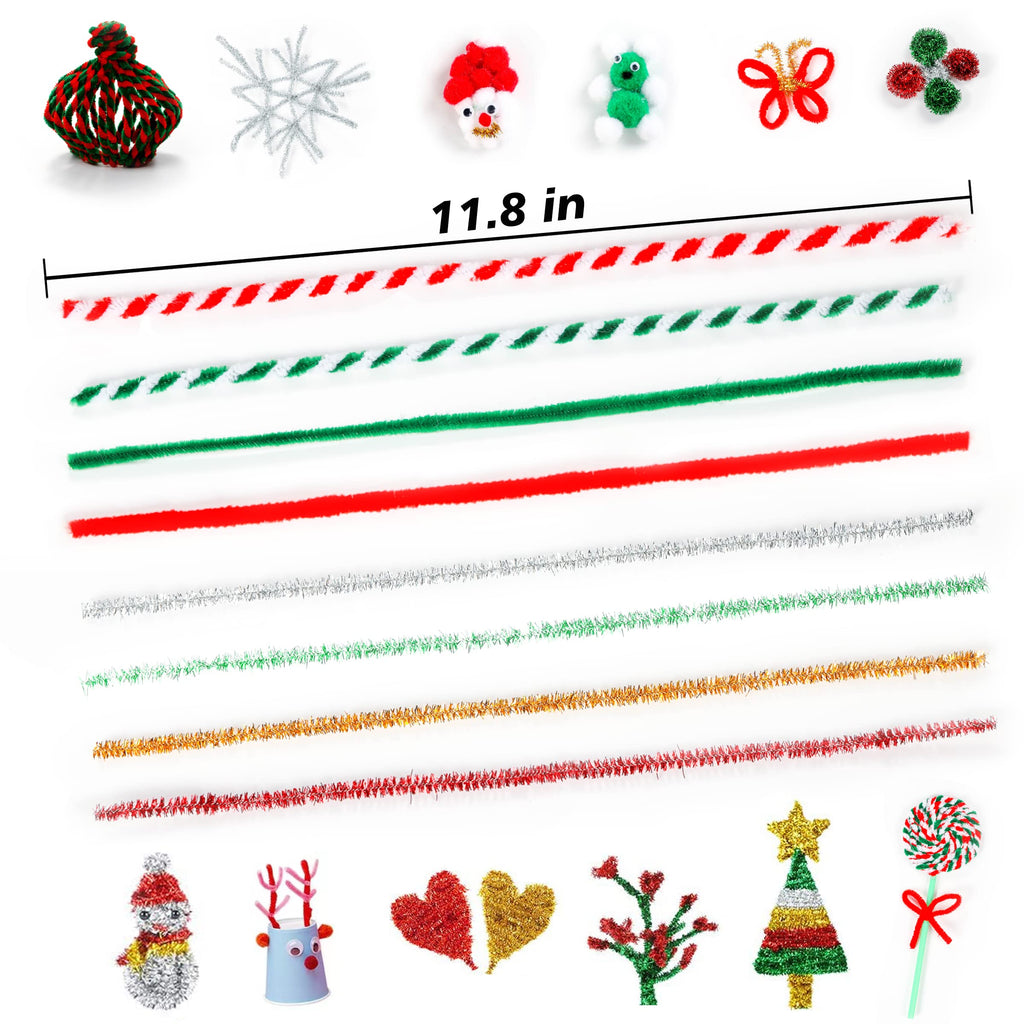 Christmas Pipe Cleaners,420 Pcs Pipe Cleaners Craft Set Including 320Pcs Pipe Cleaners &100Pcs Wiggle Googly Eyes Self Adhesive for Home&School DIY Art Crafts Daily or Christmas Decoration